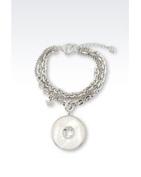 Emporio Armani | Metallic Bracelet In Steel And Mother-Of-Pearl | Lyst