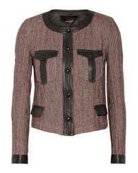 Isabel Marant Pink Kacie Leather-Trimmed Wool-Blend Tweed Jacket
