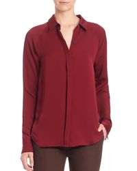 Theory | Red Lanali Silk Blouse | Lyst