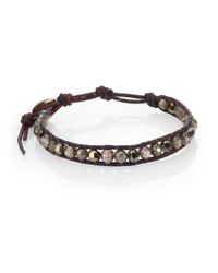 Chan Luu | Black Pyrite, Crystal, Sterling Silver & Leather Beaded Wrap Bracelet | Lyst