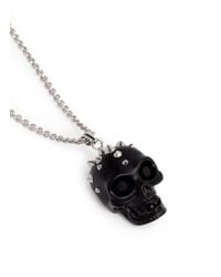 Alexander McQueen | Black Spike Skull Pendant Necklace for Men | Lyst