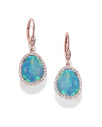 Meira T | Blue Opal, Diamond & 14k Rose Gold Drop Earrings | Lyst