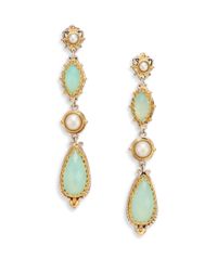 Konstantino | Metallic Amphitrite Sea Blue Agate, 2Mm-8Mm White Pearl, 18K Yellow Gold & Sterling Silver Double-Drop Ea | Lyst