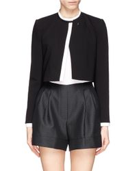 Alice + Olivia | Black Contrast Trim Bonded Crepe Jacket | Lyst