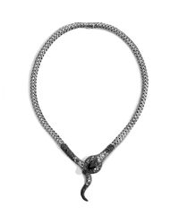 John Hardy | Black Legends Cobra Necklace In Silver With Gemstone And Diamonds | Lyst