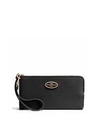COACH | Black L-zip Wallet In Refined Grain Leather | Lyst