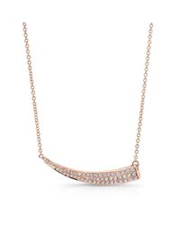 Anne Sisteron - Pink 14kt Rose Gold Diamond Sideways Horn Necklace - Lyst