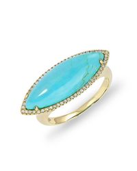 Anne Sisteron - Blue 14kt Yellow Gold Diamond Turquoise Marquis Ring - Lyst