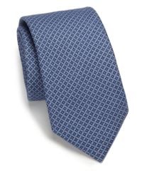 Saks Fifth Avenue | Blue Neat Print Silk & Wool Tie for Men | Lyst
