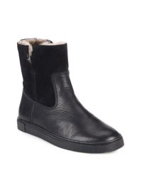 Frye | Black Gemma Shearling-lined Leather & Suede Ankle Boots | Lyst