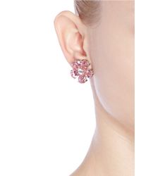 CZ by Kenneth Jay Lane | Pink Cubic Zirconia Floral Earrings | Lyst