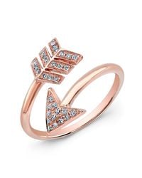 Anne Sisteron - Pink 14kt Rose Gold Diamond Wrap Around Arrow Ring - Lyst