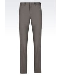 Emporio Armani | Gray Slim Fit Trousers In Stretch Cotton Satin for Men | Lyst