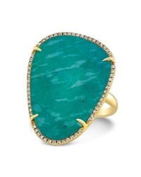 Anne Sisteron - Metallic 14kt Yellow Gold Amazonite Diamond Organic Shape Cocktail Ring - Lyst