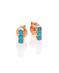 Ginette NY | Blue Fallen Sky Turquoise & 18k Rose Gold Strip Stud Earrings | Lyst