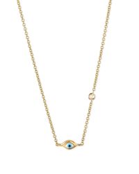 Sydney Evan | Yellow 14k Gold Mini Evil Eye Necklace With Diamond | Lyst
