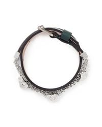 Alexander McQueen | Green Skull Chain Double Wrap Leather Bracelet | Lyst