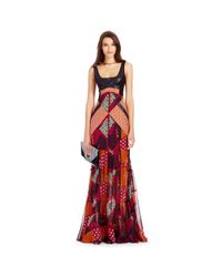 Diane von Furstenberg | Multicolor Dvf Serena Leather Bodice Silk Gown | Lyst