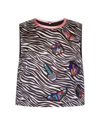 MSGM | Multicolor Embroidered Zebra Duchesse Top | Lyst