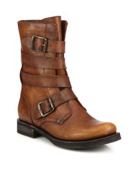 Frye | Brown Veronica Buckle Leather Boots | Lyst