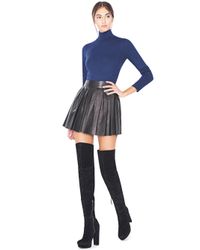 Alice + Olivia - Black Box Pleat Leather Skirt - Lyst