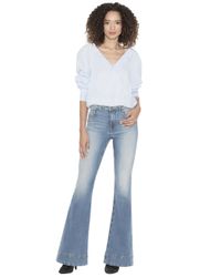 Alice + Olivia - Blue Vintage Wash Kayleigh Hw Bell Jean - Lyst