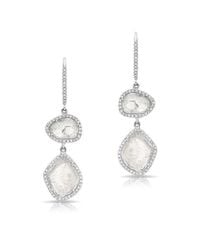 Anne Sisteron - Metallic 14kt White Gold One Of A Kind Diamond Slice Earrings - Lyst