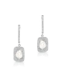 Anne Sisteron - Metallic 14kt White Gold Diamond Slice Rectangle Eyelet Earrings - Lyst
