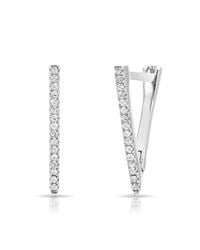 Anne Sisteron - 14kt White Gold Diamond Triangle Bar Huggie Earrings - Lyst
