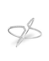 Anne Sisteron | 14kt White Gold Diamond Open X Ring | Lyst