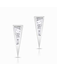 Anne Sisteron - Metallic 14kt White Gold Baguette Diamond Triangle Stud Earrings - Lyst