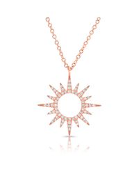 Anne Sisteron | Metallic 14kt Rose Gold Diamond Open Mini Sunburst Necklace | Lyst