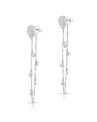 Anne Sisteron - 14kt White Gold Diamond Pear Stud Chain Earrings - Lyst