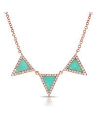 Anne Sisteron - Blue 14kt Rose Gold Diamond Turquoise Triple Triangle Necklace - Lyst