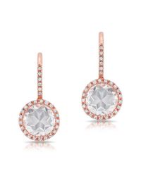 Anne Sisteron - Multicolor 14kt Rose Gold Diamond White Topaz Round Wireback Earrings - Lyst