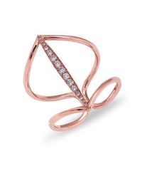 Anne Sisteron - Metallic 14kt Rose Gold Petal Diamond H Ring - Lyst