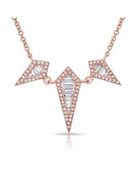 Anne Sisteron - Pink 14kt Rose Gold Baguette Diamond Triple Spear Necklace - Lyst