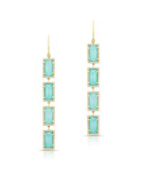 Anne Sisteron - White 14kt Yellow Gold Turquoise Diamond Rectangle Drops Earrings - Lyst