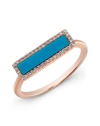 Anne Sisteron | Blue 14kt Rose Gold Turquoise Diamond Bar Ring | Lyst
