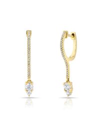 Anne Sisteron - Metallic 14kt Yellow Gold Diamond Drop Lila Huggie Earrings - Lyst