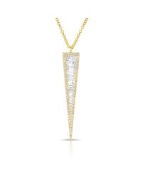 Anne Sisteron - Metallic 14kt Yellow Gold Baguette Diamond Long Triangle Necklace - Lyst