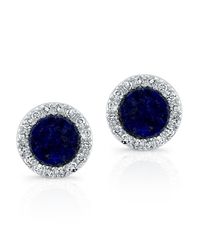 Anne Sisteron - Blue 14kt White Gold Lapis Lazuli Diamond Round Stud Earrings - Lyst