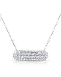 Anne Sisteron - Metallic 14kt White Gold Diamond Id Plate Necklace - Lyst