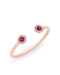 Anne Sisteron - Pink 14kt Rose Gold Diamond And Ruby Open Sally Ring - Lyst