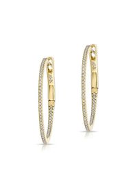 Anne Sisteron | Metallic 14kt Yellow Gold Diamond 1" Hoop Earrings | Lyst