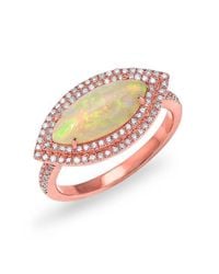 Anne Sisteron | Multicolor 14kt Rose Gold Marquis Opal Double Halo Diamond Ring | Lyst