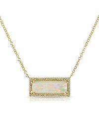 Anne Sisteron | Metallic 14kt Yellow Gold White Opal Diamond Block Necklace | Lyst