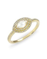 Anne Sisteron | Metallic 14kt Yellow Gold Diamond Marquis Double Halo Ring | Lyst