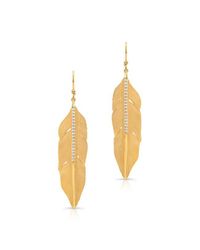 Anne Sisteron | Metallic 14kt Yellow Gold Large Plume Diamond Earrings | Lyst