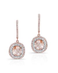 Anne Sisteron | Metallic 14kt Rose Gold Raw Diamond Double Halo Earrings | Lyst